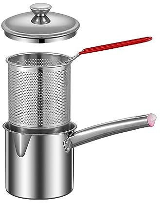 Grande friteuse à lait - Pot de cuisson épais pour la randonnée, le restaurant, la salle à manger - Petite taille avec couvercle