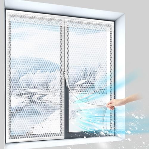 Wärmeschutzvorhang,Thermo Isolier Schutz Panel Fenster Isolierfolie Thermo Cover Transparente Magnetische Fensterisolierung Thermofolie Fenster Gegen Kälte,Zuschneidbar