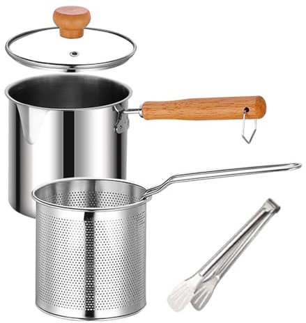 Olla coladora de aceite 2 en 1, olla para freidora con cesta, Olla de aceite para freidora con cesta para freír de acero inoxidable, Olla de filtro de aceite de gran capacidad, contenedor de grasa par