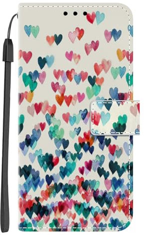 Nuxiady Handyhülle für Samsung Galaxy A16 4G / 5G Hülle mit Schön Motiv Muster PU Lederhülle Flip Wallet Case Cover Klappbar Handytasche Schutzhülle Stoßfeste Klapphülle, Bunte Liebe