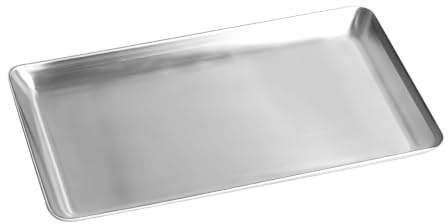 IMEEA Small Silver Tray SUS304 Stainless Steel Rectangular Tray — Countertop Organizer for Bathroom Vanity, Jewelry, Keys & Skincare (9.8 x 6)