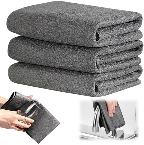 Azushwer 3 Pcs Magic Cleaning Cloths for Glass,window wipes, Ultra Soft, Reusable Glass Cleaning Rag for Home, Kitchen, Cars Glass Window(40x30CM)
