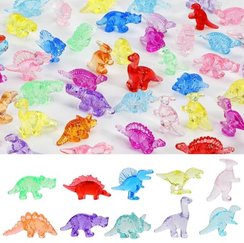 LunarCharm Lot de 30 mini figurines de dinosaures pour trésor caché, coffre à jouets pour enfants, mini dinosaures en résine, cadeaux de fête, remplissage de vase