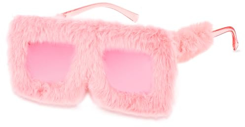 Yooyan Plüsch Sonnenbrille, Mode Personalisierte, Partybrille Lustige, Brillen Shades Handgefertigte Rosa Sonnenbrillen Kreative Brille für Fasching, Foto Requisiten Geburtstagsfeier