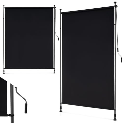 COSTWAY Brise-Vue Rétractable 1,5 x 2,2-3,1M Réglable en Hauteur, Store Vertical Extérieur à Manivelle pour Protection Vie Privée sans Perçage, pour Bureau Balcon Piscine Terrasse Jardin (Noir)