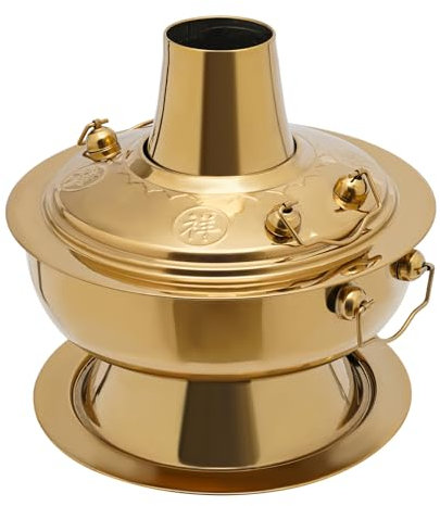 Mongolischer Hot Pot Klarer Suppen Hotpot und Chinesischer Holzkohle Heiztopf Sind Geeignet mit Schornstein Catering Küchenkochgeschirr Pot Topf Edelstahl Trennwand für Party Pot 2.3L