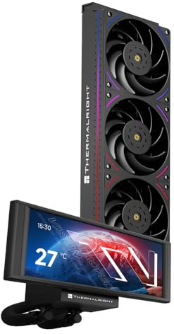 TR - Trofeo Vision 360 ARGB Nero CPU Aio Cooler,Sistema di raffreddamento ad acqua CPU,Schermo lungo IPS da 6,86 pollici con risoluzione di 1280 x 480, per AM4/AM5, LGA1851/1700,
