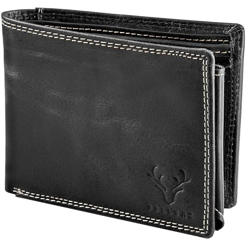 FELLERZ Geschenkidee für Männer – Herren Geldbörse aus Echtleder mit RFID Schutz – Portemonnaie mit Münzfach & Kartenfächern – Brieftasche mit Geschenkbox - Geschenk (Set mit Kartenetui, Schwarz)