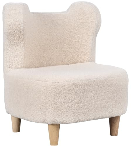 AIYAPLAY Kindersessel mit Teddyfleece-Optik Bärenform 47 x 43 x 53 cm Beige | Kindersofa, Massiven Holzfüßen, Kinderstuhl, Kinderzimmer, Spielzimmer, für Kinder 1,5-3 Jahre