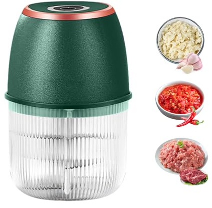 Tragbarer Mini-Zerkleinerer, 2025 Neu Elektrisch Zwiebel zerkleinerer, Gemüsezerkleinerer Zwiebelschneider mit USB-Anschluss für Fleisch,Babynahrung,Obs,Camping (Dunkelgrün)