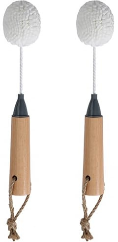 Wine Glass Cleaner Set, Non-Scratch Bristle Brushes with Wooden Handle, Safe for Crystal Champagne Flutes Stemware (2Pcs)