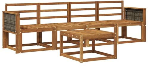Gecheer Outdoor-Sofagarnitur 4 pcs Natur Massivholz Akazie, Gartensofa Outdoor Sitzgruppe Gartenlounge Gartenmöbel Set für Balkon Terrasse Café-Bereich3384965