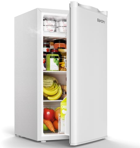 93L Under Counter Fridge, 38dB Ultra-Quiet Undercounter Mini Fridge, Small Fridge Freezer with 7-Stage Thermostat, 82L Refrigerators & 8L Freezer for Dorm/Office/Bedroom, White [Energy Class E]