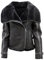 Infinity Frauen-kurze Schwarze Merino Schaffell-Flieger-Lederjacke 4XL