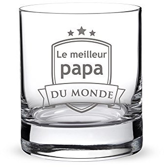 AMAVEL Verre Tumbler Droit de Dégustation pour Whisky, Rhum, Cognac avec Gravure, Blason pour Papa, 320 ML