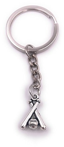 H-Customs Baseballschläger Baseball mit Ball Schlüsselanhänger Anhänger Silber aus Metall