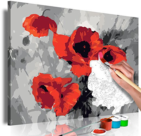 murando - Malen nach Zahlen Blumen Mohn 50x40 cm Malset mit Holzrahmen auf Leinwand für Erwachsene Kinder Gemälde Handgemalt Kit DIY Geschenk Dekoration n-A-0391-d-a