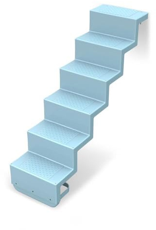 Pooltreppe Eleganz 60 I 5-stufig I Randbefestigung - lang I meerblau