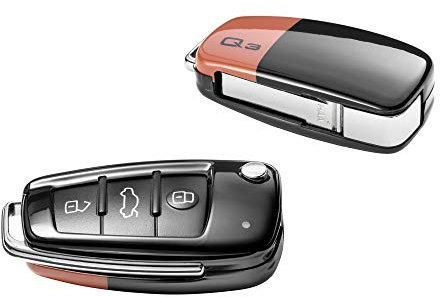 Audi 83A071208A Schlüsselblende Q3 Schlüsselabdeckung Original Key Cover, Pulsorange/brillantschwarz