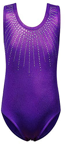 ZNYUNE Mädchen Kinder Turnbody Ärmellos Turnanzug Gymnastik Trikot Gymnastikanzug 199 Darkpurple 12A