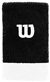 Wilson Extra Wide W Wristband Bk wh, Black/White/White, One Size