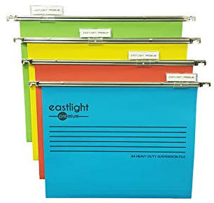 Eastlight Premium Filing Cabinet A4 Suspension Files with Tabs and Inserts (Pack 10) 100% Recycled Manilla. Made in The UK, **Please Check Size Required **