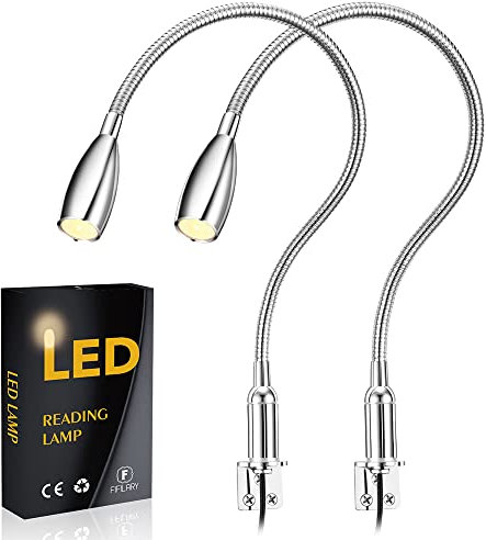 FIFILARY Nachttischlampe-Wand-Schreibtischleuchte mit Speicherfunktion Berührungsschalter Warme Beleuchtung, 200 lm / 3000K / 3W / 110-240V Wechselstrom, Abstrahlwinkel: 30 °, Schwanenhalslänge: 45cm