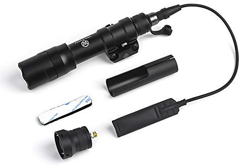 SBGJMY M600DF Tactical Airsoft Torch Flashlight 1400 Lumen with Pressure Pad and Tail Button Switch Rifle Torch for 20mm Picatinny Rail System (Black)