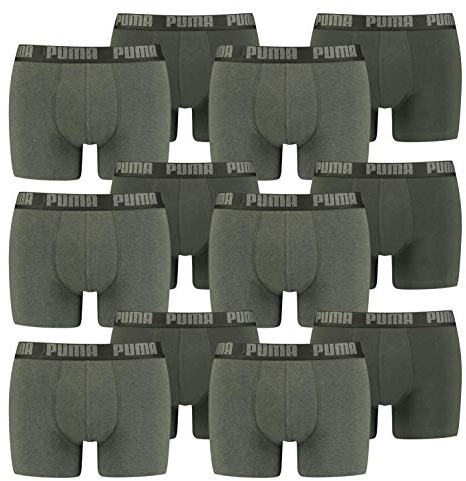 PUMA 12 er Pack Boxer Boxershorts Men Herren Unterhose Pant Unterwäsche, Farbe:038 - Green Melange, Bekleidungsgröße:XL