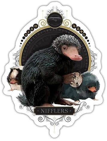 Spreadshirt Phantastische Tierwesen Nifflers Sticker, max. 10 x 10 cm, 10 x 10 cm, Mattweiß