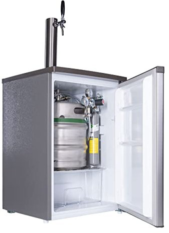 Gastrobedarf Westerbarkey Zapfanlage Bierbar Silber für max 30l Fässer mit Schanksäule, Uhr, 0,5kg oder 2kg Co², Keg Typ M, S oder D (Keg Typ S (Korbkeg) & 500g Co²)