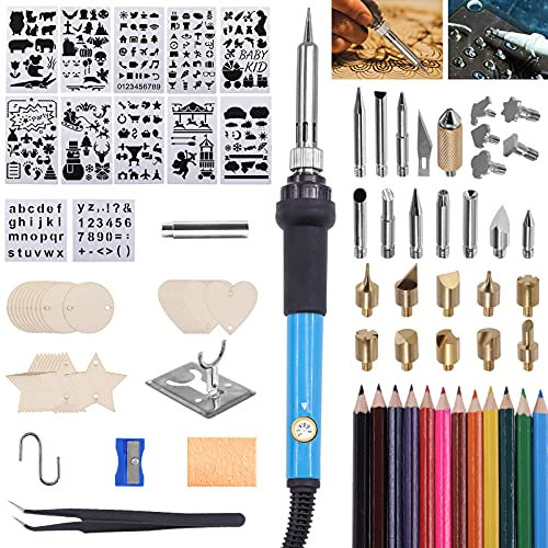 Tanstic 106Pcs Wood Burning Kit with Adjustable Temperature, Pyrography Wood Burning Pen Professional Wood Burning Tool for Carving/Soldering