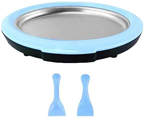 Máquina de helado en rollo Máquina de helado instantánea redonda con 2 espátulas Bandeja de máquina de hielo frito Estera de grado Helado Pan de tiempo Helado Sorbete de yogur congelado