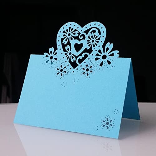 iKesoce 50 Stück Tischkarten Hochzeit Karten Karte Platzkarten Tischkarten Dekoration Blau