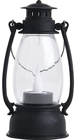 LED Vintage Candle Lanterns, Outdoor Decorative Hanging Garden Lights, Indoor Battery Powered for Yard, Patio, Terrace, Lawn, Christmas, Home, Party, Tabletops - Black