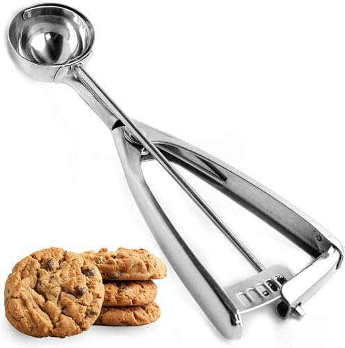 Saffron & Sage Home Living Stainless Steel Medium Cookie Scoop - Heavy Duty, Consistent Sizing, Easy Release, Dishwasher Safe, Silver, 1 Count