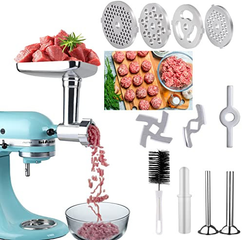 Cuchillas de acero inoxidable para picadora de carne, accesorio para batidoras KitchenAid con soporte de salchichas, accesorio perfecto para batidoras KitchenAid