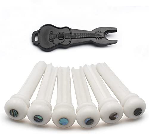 MAXCHEER Lot de 6 chevilles en os pour guitare acoustique avec coquillage nacré