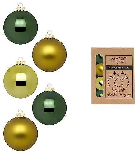 Weihnachtskugeln Glas 3cm x 24 Stück in Kartonbox Christbaumkugeln klein A Hush of Moss