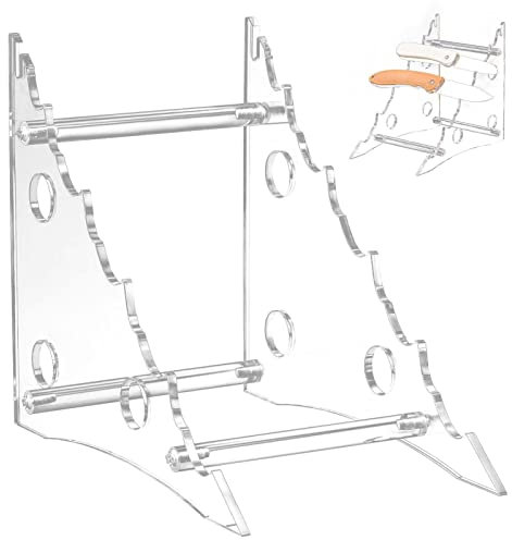 Hongjingda 3 Piece Knife Stand Display - Removable Knife Set with Acrylic Stand for Storage | Knife Stand Rack Acrylic Knife Desk Stand for Hunting and Butterfly Knives