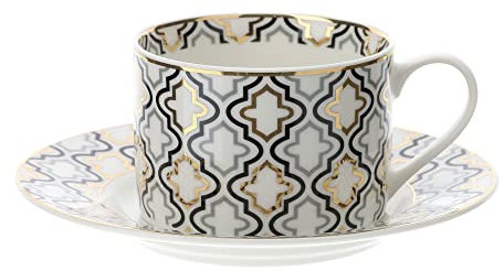 HERVIT Tazza da tè con piattino in porcellana VLK Design Marrakech Ø8.5xH6 cm