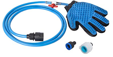 THE JUNGLE - Gant de Toilettage pour Chiens et Chats - Brosse Masseur avec Tuyau de 2m - Adaptateurs Universels Inclus - Démêlage et Nettoyage, Taille Unique