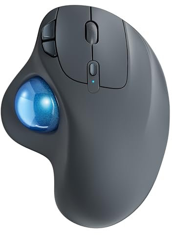Nulea Souris Trackball sans Fil, Souris Ergonomique Rechargeable, Suivi précis et Fluide, Connexion à 3 appareils (Bluetooth ou USB), Compatible pour PC, Ordinateur Portable, Mac, Windows