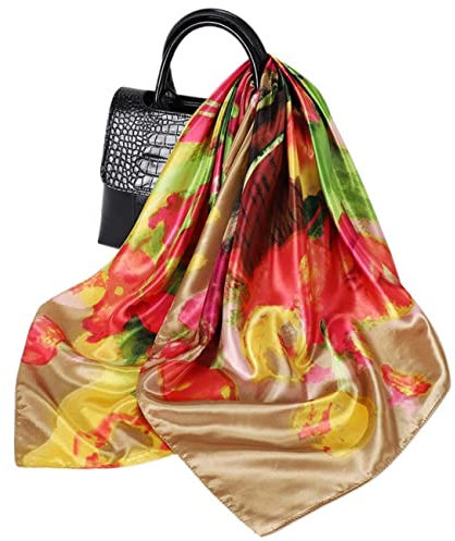 FAIRYGATE Seidenschal Damen Seidentuch Haare Seide Quadratische Schals Halstuch Kopftuch 78019