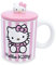 Sanrio Hello Kitty Pink Stripes Ceramic Mug With Lid | Holds 18 Ounces