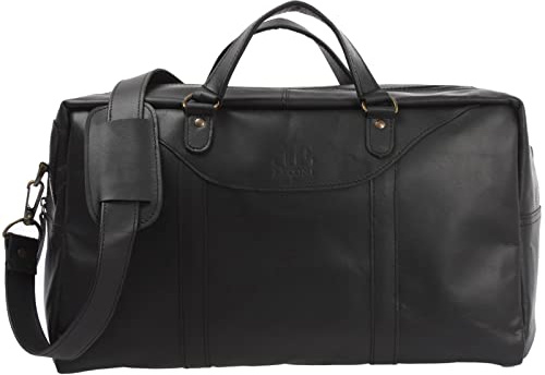 LECONI kleine Reisetasche Ledertasche Handgepäck Reise Weekender Fitnesstasche Damen und Herren Retro-Look Leder braun 45x25x20cm schwarz LE2009-wax