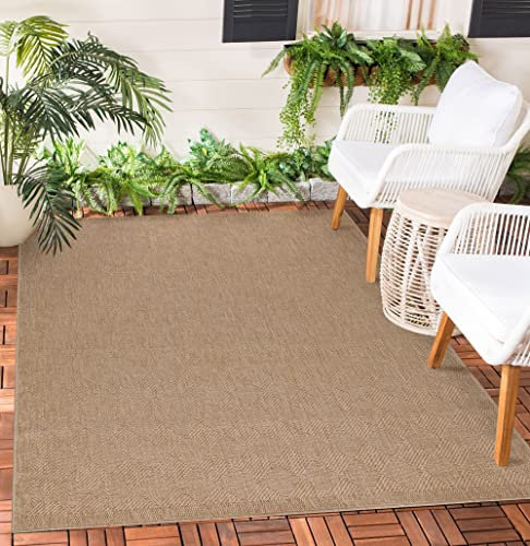 Teppium Outdoor Teppich Wetterfest 160x230 cm Beige Sisal und Jute Optik - Küchenteppich Waschbar rutschfest, Wasserfest, Boho Design, Pflegeleicht - Ideal für Balkon, Terassen, Garten, Camping