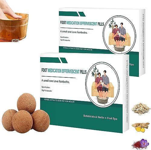 Foot Medication Effervescent Pills,Essential Oil Footbath Effervescent Tablets,Herbal Body Detox Foot Soak,Foot Bath Soak Relax Massage (2 Box)