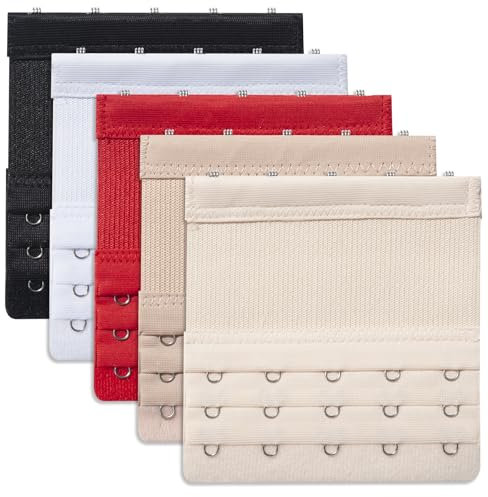Frauen-BH-Verlängerungen 5 Haken 3 Reihen dehnbar BH-Verlängerung Strap Einstellbare weiche BH-Träger-Verlängerungen (5 Farbe)