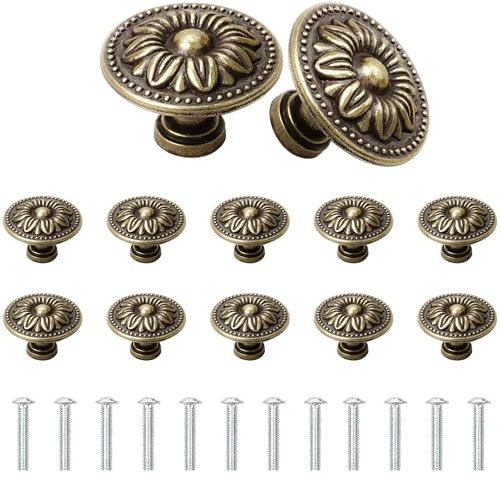 YSDMY 12 Pcs Antique Bronzy Cabinet Knobs,Vintage Cabinet Handles Cupboard Handles 30mm Retro Bronze Drawer Pull Knobs, Pull Handle for Cupboard Wardrobe Furniture Hardware
